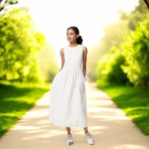 Uniqlo White Combination Sleeveless Dress Size Women L NWT